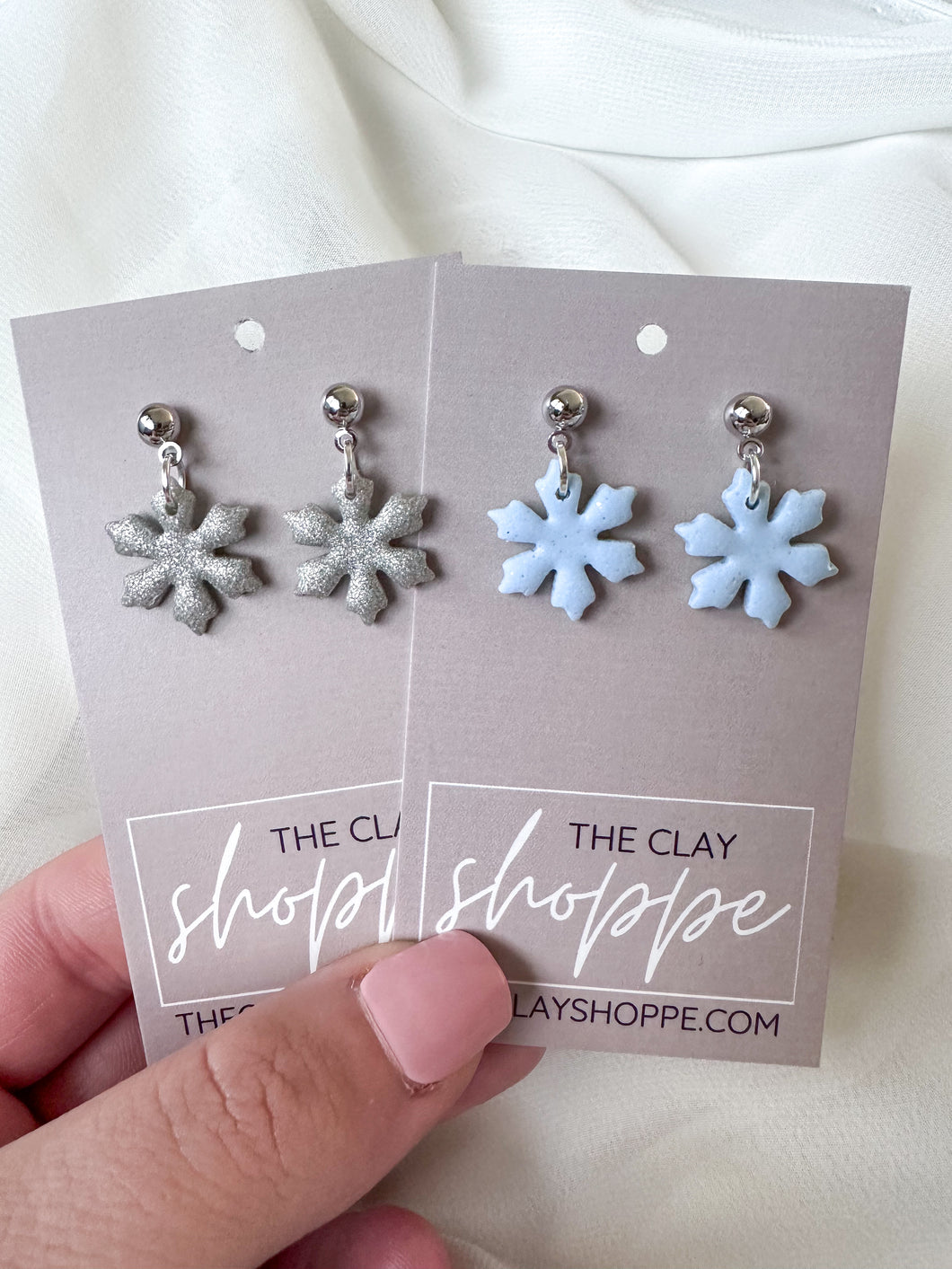 Silver and Blue Snowflake Dangles