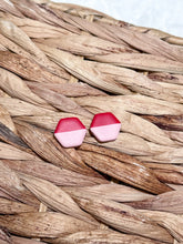 Load image into Gallery viewer, Pink Red Color Black Hex Studs
